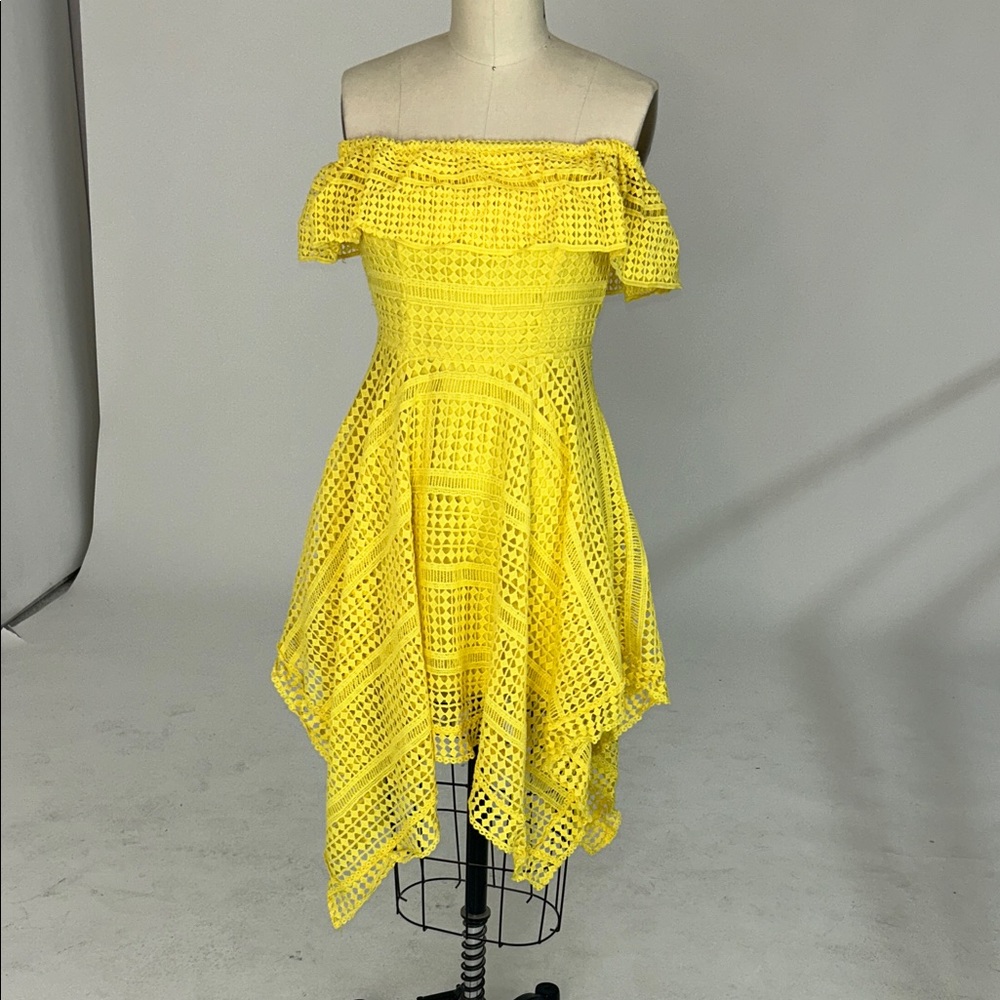 Chic Yellow Asymmetrical Off-Shoulder Dress